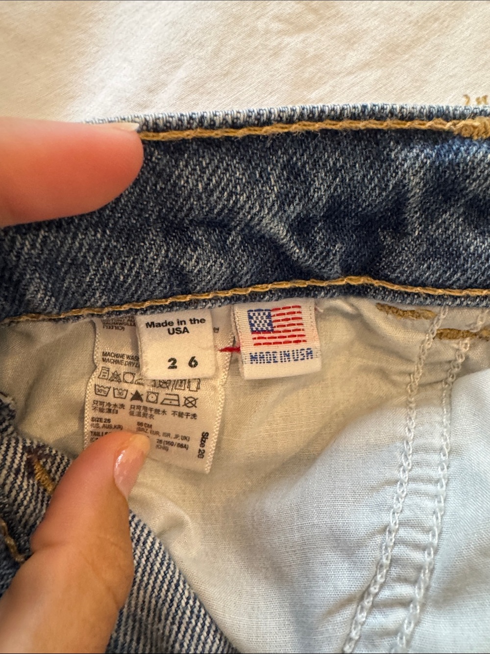 American Apparel Dark Blue High-Rise Cuffed Denim Shorts - Picture 4 of 5